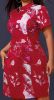 Adult Female Costumes to Hire - Chinese - Red dress with Peacock print
